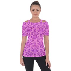 Victorian Paisley Pink Shoulder Cut Out Short Sleeve Top by snowwhitegirl