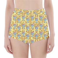 Paisley Yellow Sundaes High-waisted Bikini Bottoms by snowwhitegirl