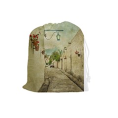 Vintage Grunge Print Arequipa Street, Peru Drawstring Pouch (large) by dflcprintsclothing