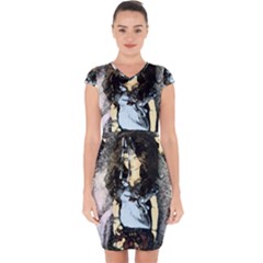 Chocolate Capsleeve Drawstring Dress 