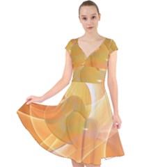 Lines Wave Heart Love Smile Cap Sleeve Front Wrap Midi Dress by Pakrebo