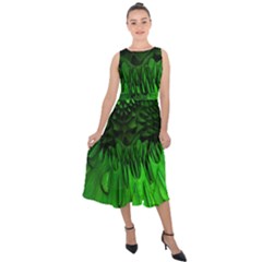 Fractal Rendering Background Green Midi Tie-back Chiffon Dress by Pakrebo