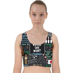 Book Quote Collage Velvet Racer Back Crop Top by Sudhe