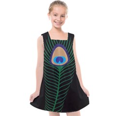 Peacock Feather Kids  Cross Back Dress