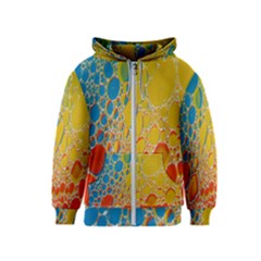 Bubbles Abstract Lights Yellow Kids  Zipper Hoodie by Sudhe