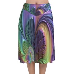Fractal Artwork Art Swirl Vortex Velvet Flared Midi Skirt by Sudhe