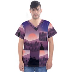 Dusk Sunset Dawn Sky Evening Men s V-neck Scrub Top