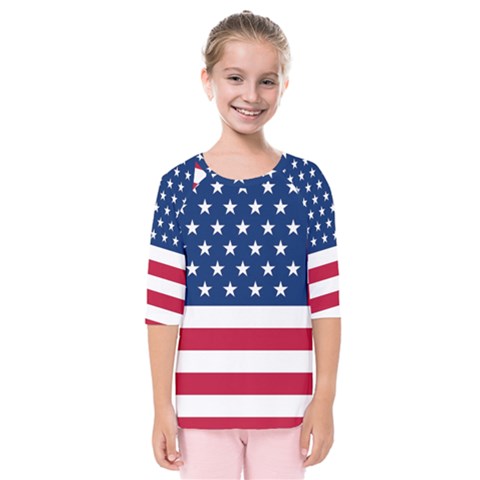 American Flag Kids  Quarter Sleeve Raglan Tee by Valentinaart