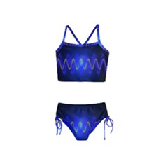 Light Shining Blue Frequency Sine Girls  Tankini Swimsuit by Pakrebo