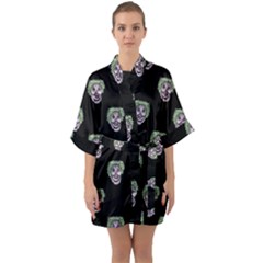 Creepy Zombies Motif Pattern Illustration Quarter Sleeve Kimono Robe by dflcprintsclothing