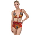 Awesome Skull With Celtic Knot With Fire On The Background Tied Up Two Piece Swimsuit View1