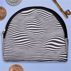 Retro Psychedelic Waves Pattern 80s Black And White Horseshoe Style Canvas Pouch by genx