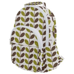 Leaf Plant Pattern Seamless Rounded Multi Pocket Backpack