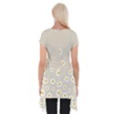White Daisies Flower Pattern on vintage pastel beige Background retro style Short Sleeve Side Drop Tunic View2