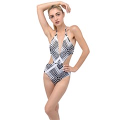 Pattern Tile Repeating Geometric Plunging Cut Out Swimsuit by Pakrebo