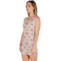 Roses flowers pink and pastel lime green pattern with retro dots Bodycon Dress View2