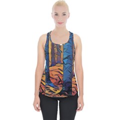 Woods Trees Abstract Scene Forest Piece Up Tank Top