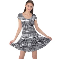 Ethno Seamless Pattern Cap Sleeve Dress