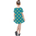 Toast With Cheese Funny Retro Pattern Turquoise Green Background Kids  Simple Cotton Dress View2