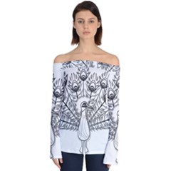 Peacock Plumage Display Bird Off Shoulder Long Sleeve Top by Pakrebo