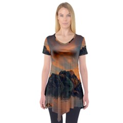 Horizon Sunset Evening Sunrise Short Sleeve Tunic  by Pakrebo