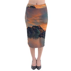 Horizon Sunset Evening Sunrise Midi Pencil Skirt
