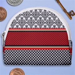 Background Damask Red Black Horseshoe Style Canvas Pouch by Pakrebo