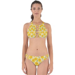 Yellow Daffodils Pattern Perfectly Cut Out Bikini Set