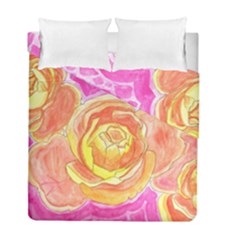 Orange Roses Watercolor Duvet Cover Double Side (full/ Double Size) by okhismakingart