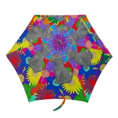 Floral Cat Mini Folding Umbrellas by okhismakingart