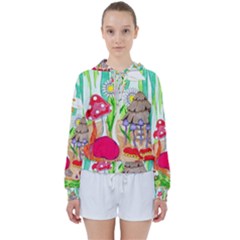 Iguana And Mushrooms Women s Tie Up Sweat by okhismakingart