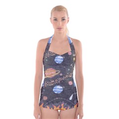 Space Boyleg Halter Swimsuit 