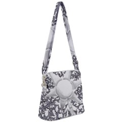 Geometric Flower And Vines 01 Zipper Messenger Bag