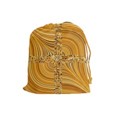 Electric Field Art Viii Drawstring Pouch (large) by okhismakingart