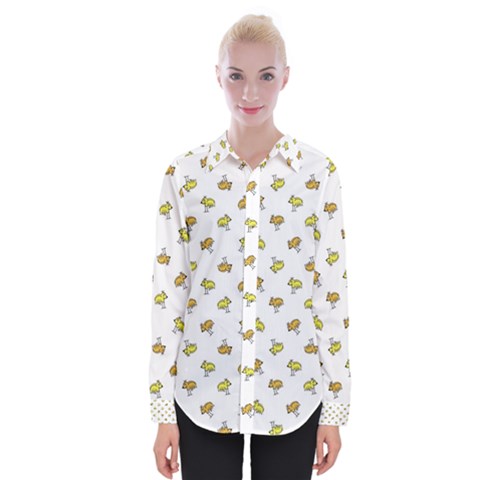 Birds, Animal, Cute, Sketch, Wildlife, Wild, Cartoon, Doodle, Scribble, Fashion, Printed, Allover, For Kids, Drawing, Illustration, Print, Design, Patterned, Pattern Womens Long Sleeve Shirt by dflcprintsclothing