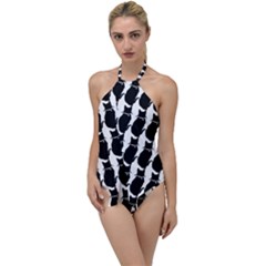 Cat Silouette Pattern Go With The Flow One Piece Swimsuit