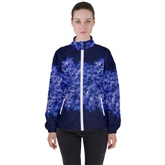 Queen Annes Lace In Blue Women s High Neck Windbreaker by okhismakingart