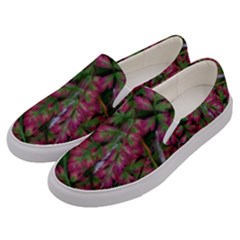 Pink-fringed Leaves Men s Canvas Slip Ons