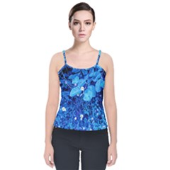 Blue Daisies Velvet Spaghetti Strap Top by okhismakingart