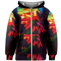 Neon Cone Flower Kids  Zipper Hoodie Without Drawstring by okhismakingart