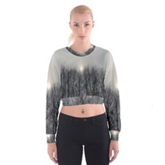 Foggy Forest Cropped Sweatshirt by okhismakingart