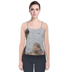 Framed Ducks Velvet Spaghetti Strap Top