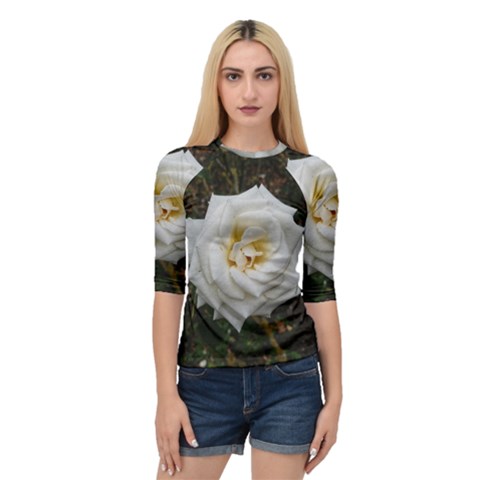 White Angular Rose Quarter Sleeve Raglan Tee by okhismakingart