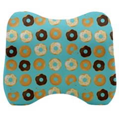 Donuts Pattern With Bites Bright Pastel Blue And Brown Velour Head Support Cushion by genx