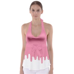 Ice Cream Pink Melting Background Bubble Gum Babydoll Tankini Top by genx