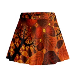 Leaf Autumn Nature Background Mini Flare Skirt