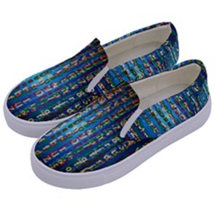 Binary Null One Digital Blue Kids  Canvas Slip Ons by Pakrebo