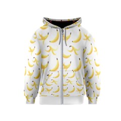 Yellow Banana And Peels Pattern With Polygon Retro Style Kids  Zipper Hoodie by genx