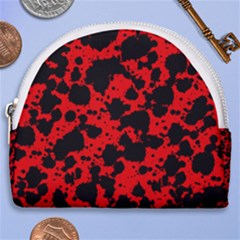 Black And Red Leopard Style Paint Splash Funny Pattern Horseshoe Style Canvas Pouch by yoursparklingshop