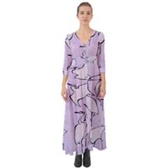 Katsushika Hokusai, Egrets From Quick Lessons In Simplified Drawing Button Up Boho Maxi Dress by Valentinaart